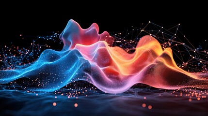 Poster - Abstract digital waves in vibrant colors representing data visualization.