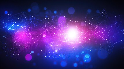 Aufkleber - Abstract cosmic background with vibrant colors and glowing particles.