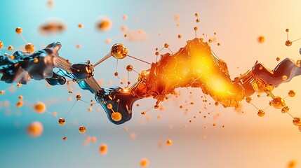 Poster - Abstract representation of molecular structures with vibrant colors and fluid shapes.
