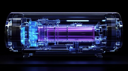 Poster - A futuristic, transparent energy reactor showcasing advanced technology.