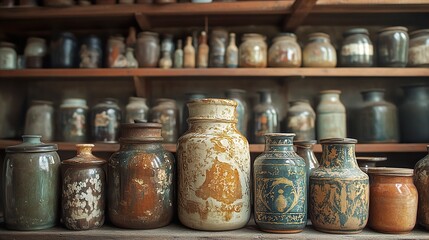 Wall Mural - Antique Pottery Jars and Vases Collection