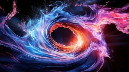 Poster - A vibrant cosmic swirl depicting a black hole in a colorful, abstract style.