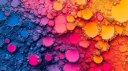 Poster - Vibrant abstract background with colorful bubbles in shades of pink, orange, and blue, creating an artistic visual.