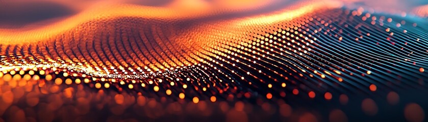 Poster - A vibrant digital landscape filled with glowing dots and waves, showcasing innovation and creativity in modern technology.