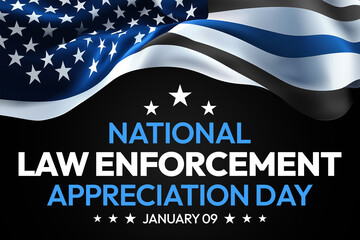 January 09 is celebrated as Law enforcement appreciation day every year in USA to honor and remember the officers, patriotic background