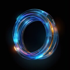 Poster - Abstract Futuristic Circle Loop with Glowing Lights and Dynamic Color Swirls in Dark Background