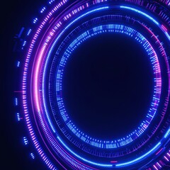 Poster - Abstract glowing circular patterns with neon lights in futuristic digital design for modern backgrounds