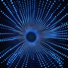 Poster - abstract light tunnel with vibrant blue illumination creating a futuristic vortex effect in dark bac