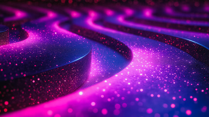 Poster - A purple and blue background with a purple line of glitter. The glitter is scattered all over the background and the line