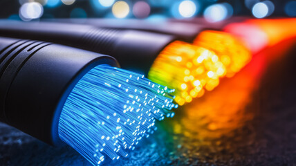 Poster - a row of colorful wires with a blue wire in the middle. the wires are arranged in a way that they lo