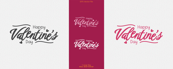 Wall Mural - happy valentine's day logo typography with calligraphy text style. isolated on white background. vec