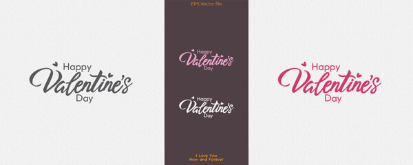 Wall Mural - happy valentine's day vetor logo text with calligraphy style. isolated on white background