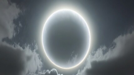 Wall Mural - The moon surrounded by a glowing halo with faint clouds passing in front of it