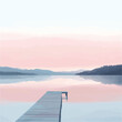 © KAI,LIANG - Wooden pier on the lake at sunrise. Vector Illustration..eps