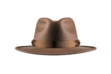 Stylish brown fedora hat with wide brim and elegant ribbon band. Perfect for fashion enthusiasts and outdoor events.  isolated on transparent background