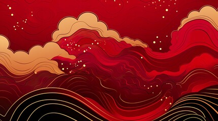 Wall Mural - chinese traditional background design with abstract pattern in red background chinese red textured p