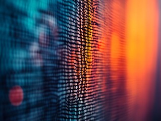 Poster - Close-up of a vibrant LED screen displaying colorful pixels.