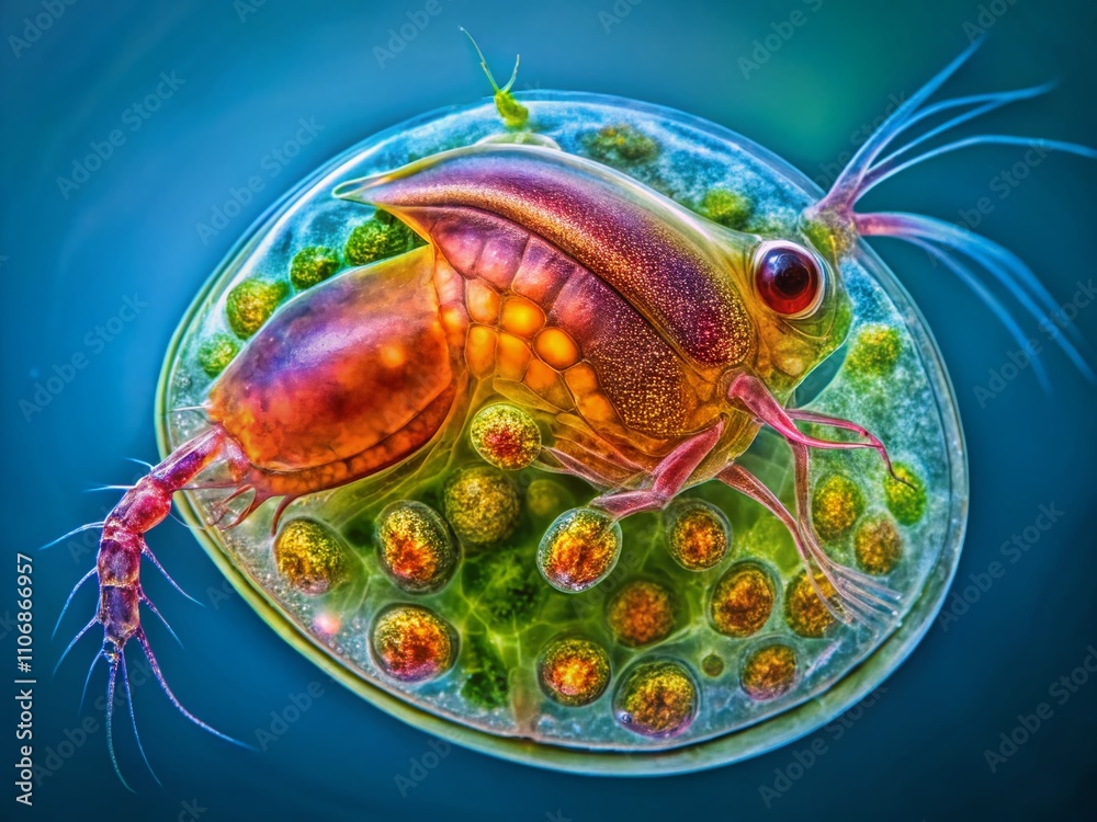 Detailed Microscopic Cross Section Of Daphnia Showcasing Unique detailed-microscopic-cross-section-of-daphnia-showcasing-unique