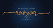© Jameel - We wish you a Happy New Year 2025 lettering handwritten gold and blue background, firework banner