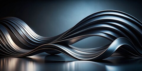 Wall Mural - Elegant 3D Abstract Background with Black Curved Shapes Creating a Sophisticated Silhouette Effect for Modern Design and Artistic Presentations