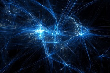 Wall Mural - abstract blue energy network fractal design