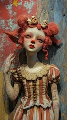 Wall Mural - Whimsical Porcelain Doll: A Surreal Portrait Sculpture