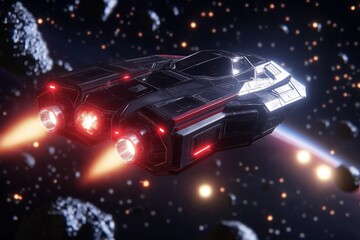 Poster - A spaceship battle with lasers and explosions