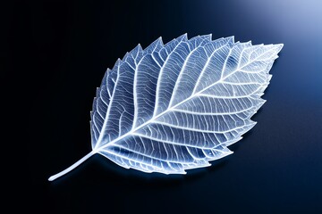 Poster - A single leaf with intricate veins against a solid background.