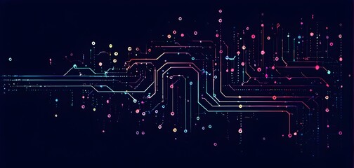 Illustration of abstract stream Artificial intelligence, Big data