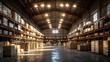 © Misbakhul - Industrial Warehouse Interior with Cardboard Boxes on Shelves - Realistic Photo