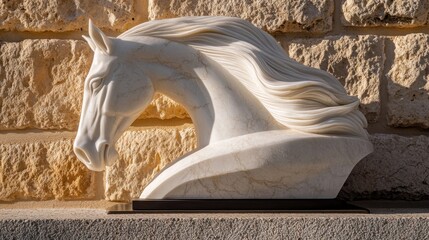 Poster - A marble sculpture of a horse's head, showcasing intricate details and elegant design.