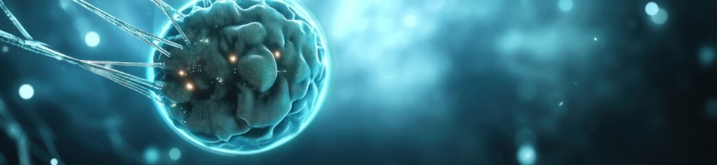 Fototapete - A digital representation of a cell or microorganism in a vibrant, scientific environment.
