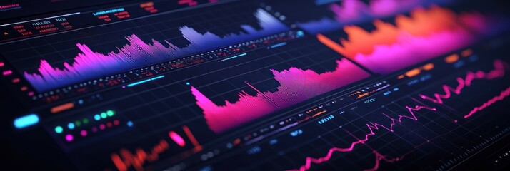 Poster - A digital data visualization featuring colorful graphs and charts.