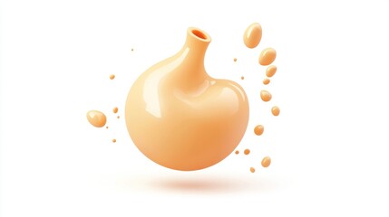Leinwandbilder - A stylized, abstract representation of a rounded vessel with liquid droplets.