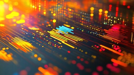 Fototapete - Abstract visualization of data with vibrant colors and dynamic lines.