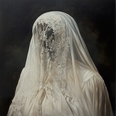 Canvas Print - Hidden Beauty: A Portrait in Lace and Veil