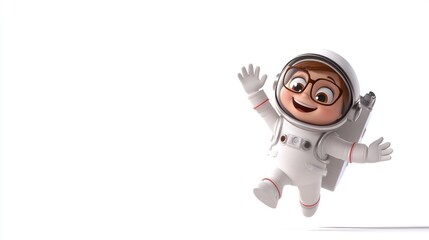 Aufkleber - A cheerful cartoon character in a space suit, expressing excitement in a playful manner.