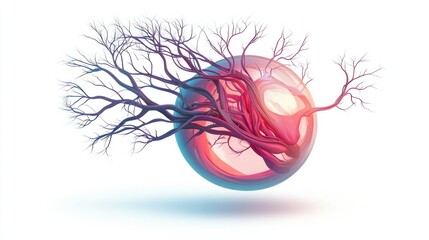 Leinwandbilder - A surreal sphere with tree branches extending outward, blending nature and abstraction.