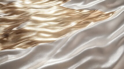 Poster - A close-up of flowing satin fabric with a shimmering golden hue.