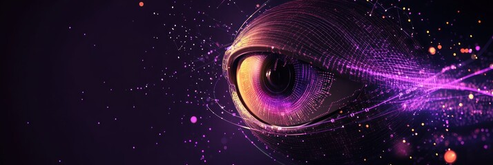 Poster - A stylized digital eye with vibrant colors and abstract elements, symbolizing perception.