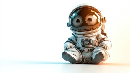 Aufkleber - A cute, cartoonish baby astronaut sitting on a surface, evoking a sense of wonder.