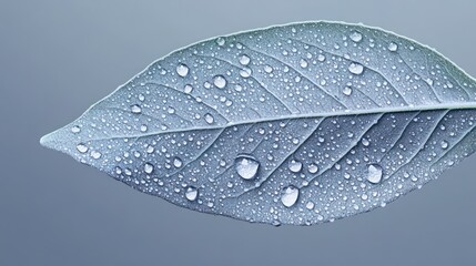 Poster - A close-up of a leaf with water droplets, showcasing nature's beauty and detail.