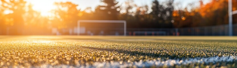 Poster - A sunlit soccer field with goalposts in the background, highlighting a tranquil sports setting.