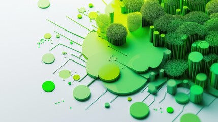 Aufkleber - Abstract green design featuring organic shapes and technology elements.
