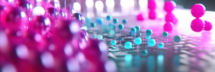 Aufkleber - Abstract representation of colorful spheres, suggesting molecular or scientific themes.