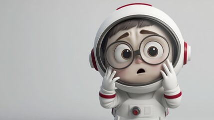 Poster - A worried cartoon astronaut child expressing concern or fear.