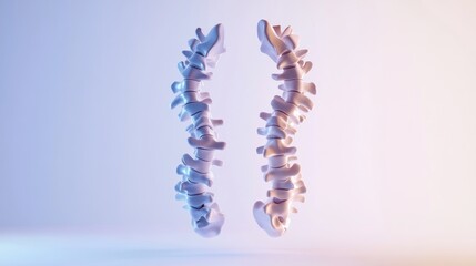 Poster - Two stylized human spines displayed in a gradient background for anatomical illustration.