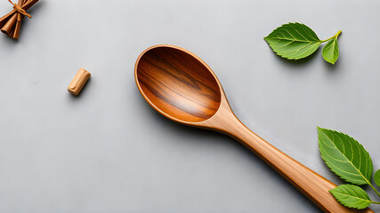 Wooden spoon on isolated background. Generative AI