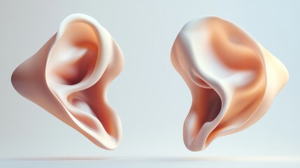 Aufkleber - Two stylized human ears in a soft, abstract design against a light background.