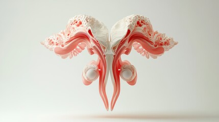 Poster - Abstract anatomical structure resembling reproductive organs with intricate details.